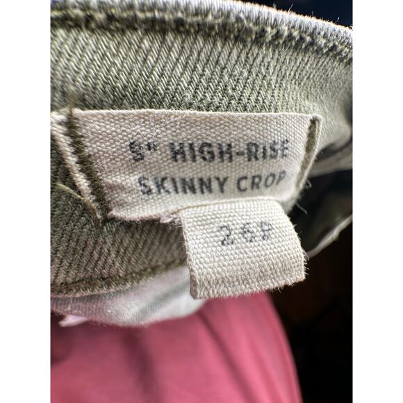 Madewell 26P Mid-Rise Skinny Cropped Jeans Button Front Stretch Denim Army Green - Picture 8 of 9